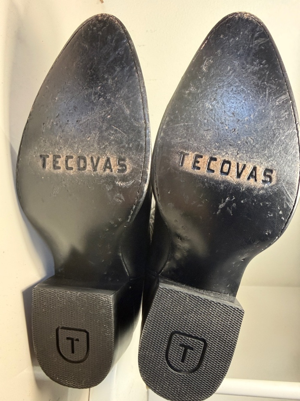 Tecovas Black Western high Ankle Boots with White Stitching - Picture 6 of 6